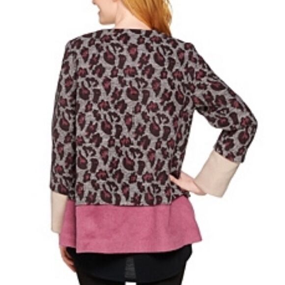 New LOGO by Lori Goldstein Animal Jacquard Coat 10 - Picture 2 of 8